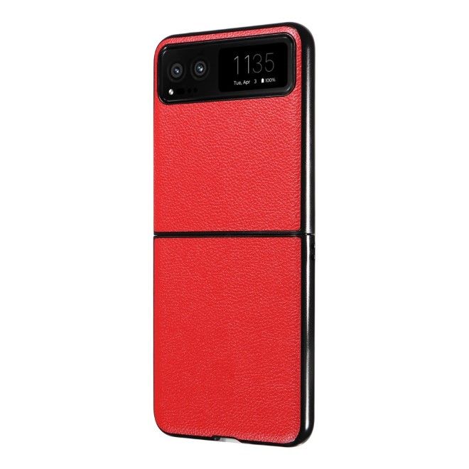 Motorola Razr 40 5G Handy Hülle - Litchi Leder Bookcover Series - rot