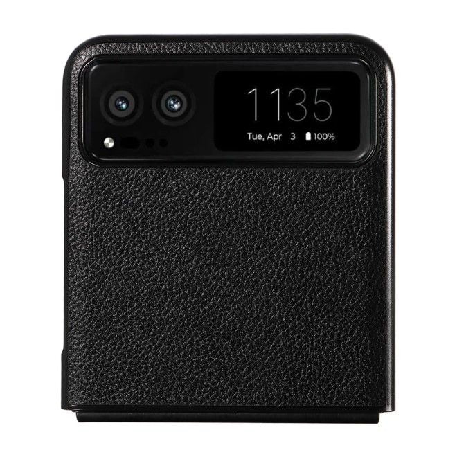 Motorola Razr 40 5G Handy Hülle - Litchi Leder Bookcover Series - schwarz