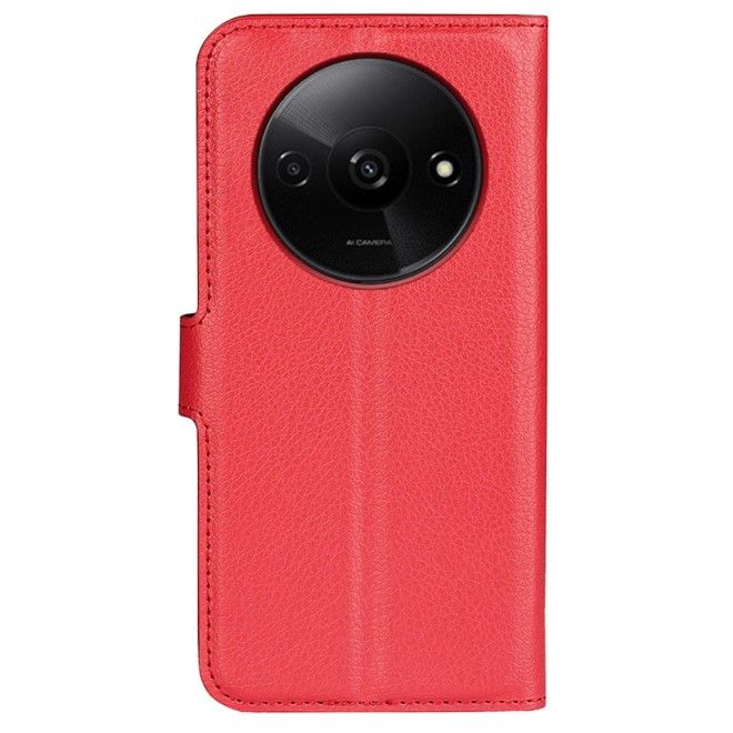 Xiaomi Redmi A3 Handy Hülle - Litchi Leder Bookcover Series - rot