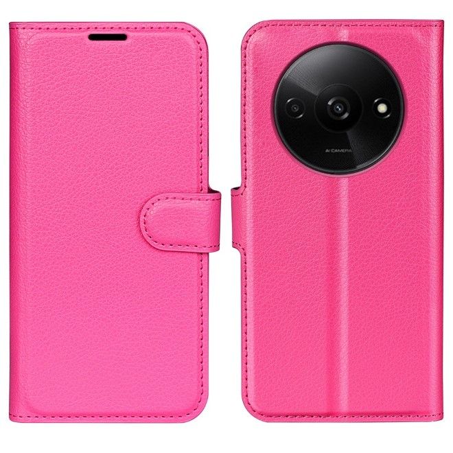 Xiaomi Redmi A3 Handy Hülle - Litchi Leder Bookcover Series - rosa