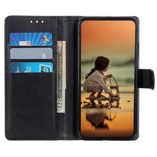 Xiaomi 14 Ultra Handy Hülle - Litchi Leder Bookcover Series - schwarz