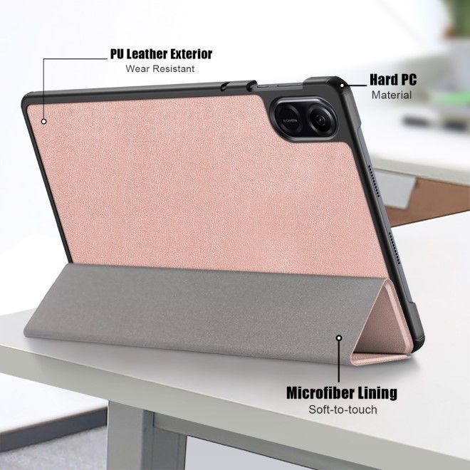 Honor Pad X9 / Pad X8 Pro Leder Hülle - dreifach faltbar - rosegold