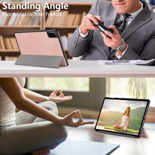 Honor Pad X9 / Pad X8 Pro Leder Hülle - dreifach faltbar - rosegold