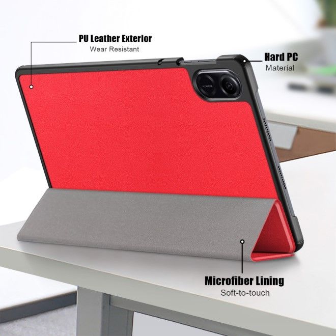 Honor Pad X9 / Pad X8 Pro Leder Hülle - dreifach faltbar - rot