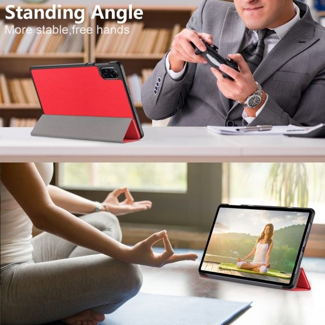 Honor Pad X9 / Pad X8 Pro Leder Hülle - dreifach faltbar - rot