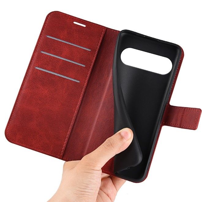 Google Pixel 9 Pro XL Handy Hülle - Classic II Leder Bookcover Series - rot