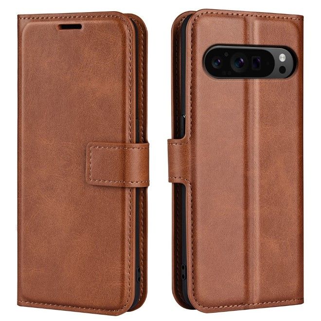 Google Pixel 9 Pro XL Handy Hülle - Classic II Leder Bookcover Series - hellbraun
