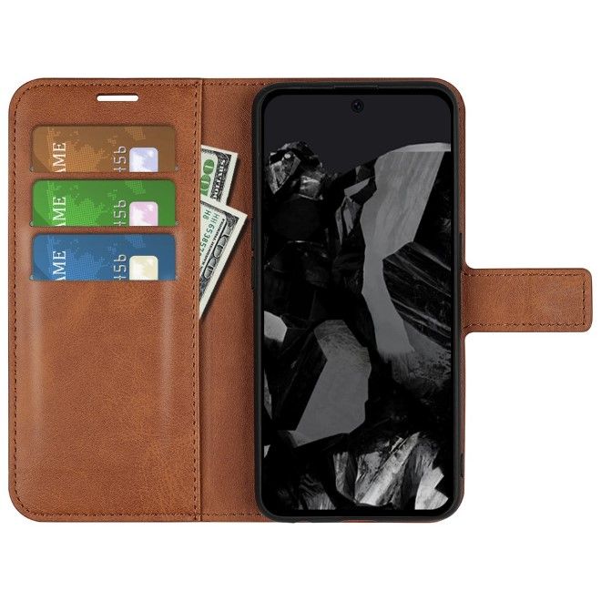 Google Pixel 9 Pro XL Handy Hülle - Classic II Leder Bookcover Series - hellbraun