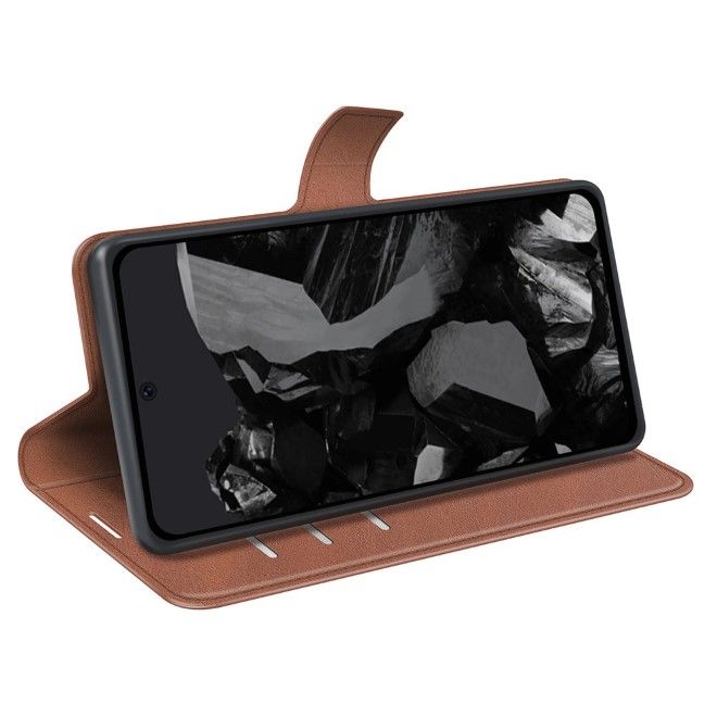 Google Pixel 9 Pro XL Handy Hülle - Classic II Leder Bookcover Series - hellbraun