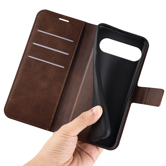 Google Pixel 9 Pro XL Handy Hülle - Classic II Leder Bookcover Series - braun