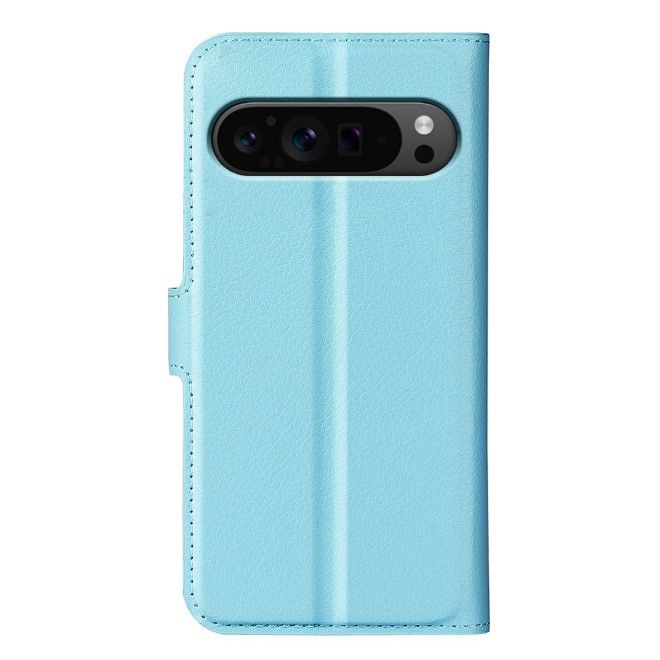 Google Pixel 9 Pro XL Handy Hülle - Litchi Leder Bookcover Series - blau