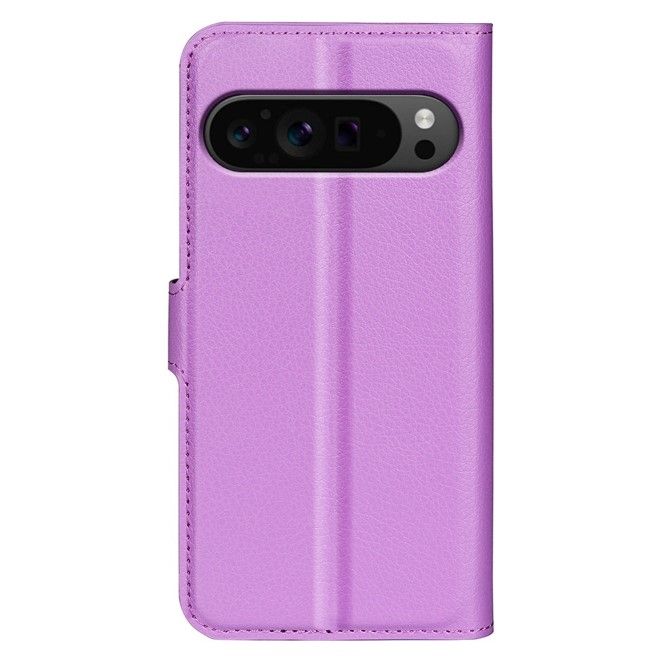 Google Pixel 9 Pro XL Handy Hülle - Litchi Leder Bookcover Series - purpur