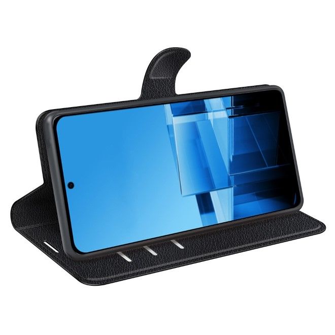 Asus Zenfone 11 Ultra 5G Handy Hülle - Litchi Leder Bookcover Series - schwarz