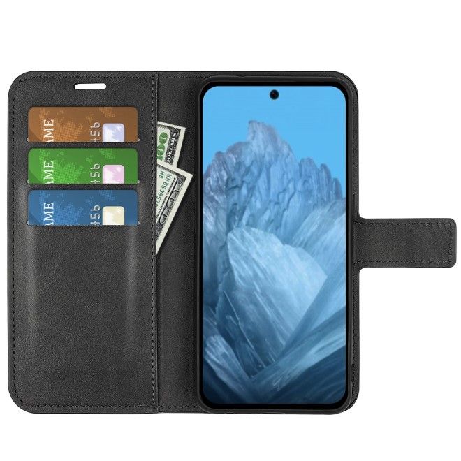 Google Pixel 9 Handy Hülle - Classic II Leder Bookcover Series - schwarz