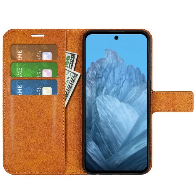 Google Pixel 9 Handy Hülle - Classic II Leder Bookcover Series - gelb