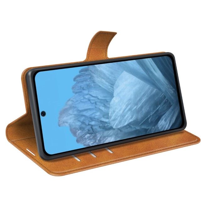 Google Pixel 9 Handy Hülle - Classic II Leder Bookcover Series - gelb