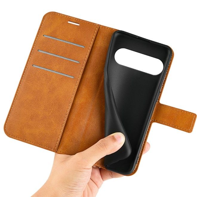 Google Pixel 9 Handy Hülle - Classic II Leder Bookcover Series - gelb