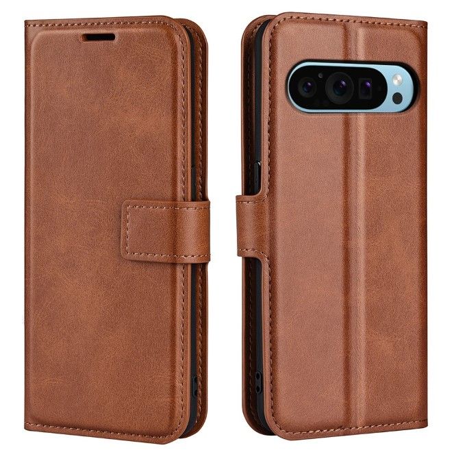 Google Pixel 9 Handy Hülle - Classic II Leder Bookcover Series - hellbraun