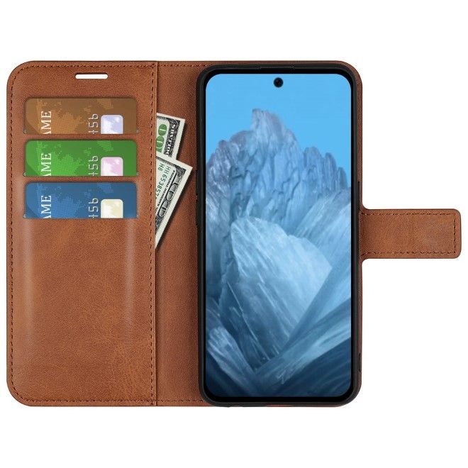Google Pixel 9 Handy Hülle - Classic II Leder Bookcover Series - hellbraun
