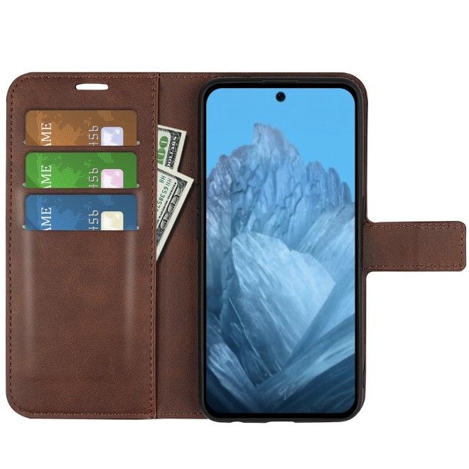 Google Pixel 9 Handy Hülle - Classic II Leder Bookcover Series - braun