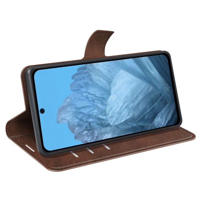 Google Pixel 9 Handy Hülle - Classic II Leder Bookcover Series - braun