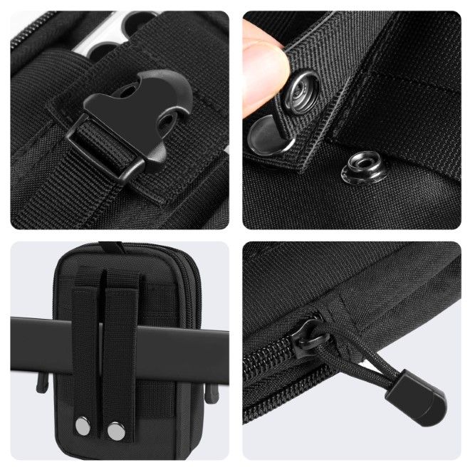 Haweel - Hüfttasche Outdoor Gürteltasche - Handytasche für Smartphones bis 7" - mit Reissverschluss - schwarz