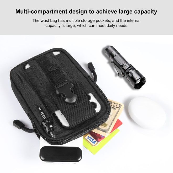 Haweel - Hüfttasche Outdoor Gürteltasche - Handytasche für Smartphones bis 7" - mit Reissverschluss - schwarz