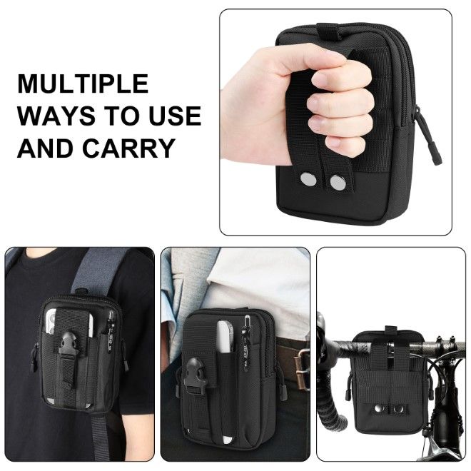 Haweel - Hüfttasche Outdoor Gürteltasche - Handytasche für Smartphones bis 7" - mit Reissverschluss - schwarz