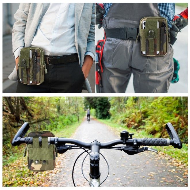 Haweel - Hüfttasche Outdoor Gürteltasche - Handytasche für Smartphones bis 7" - mit Reissverschluss - Camouflage