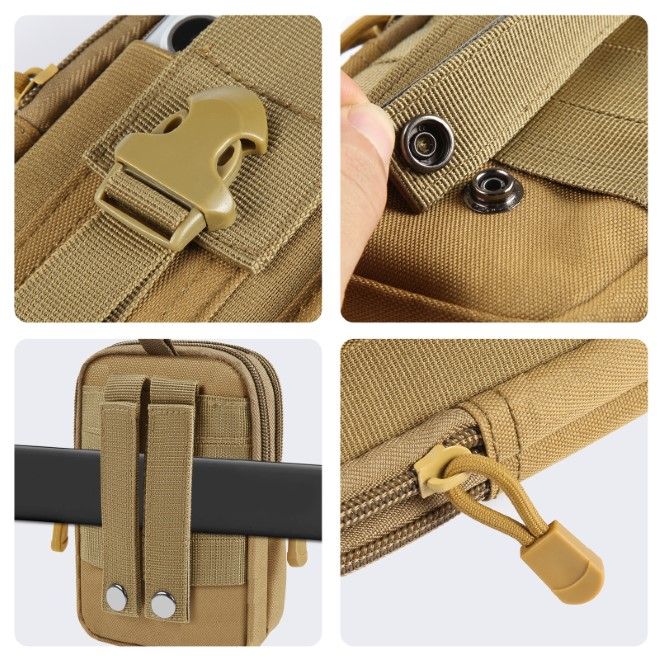 Haweel - Hüfttasche Outdoor Gürteltasche - Handytasche für Smartphones bis 7" - mit Reissverschluss - khaki