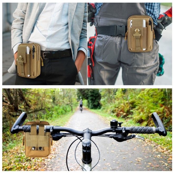 Haweel - Hüfttasche Outdoor Gürteltasche - Handytasche für Smartphones bis 7" - mit Reissverschluss - khaki