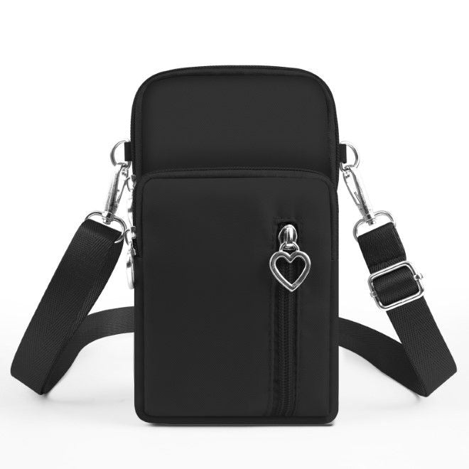 Haweel - Mini Umhänge Schulter Handy Tasche mit Reissverschluss & Sport Armband Hülle - schwarz