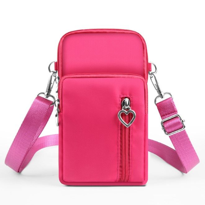 Haweel - Mini Umhänge Schulter Handy Tasche mit Reissverschluss & Sport Armband Hülle - pink