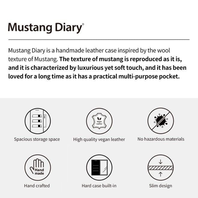 Araree - Samsung Galaxy A35 5G Hülle - Case aus Kunstleder - Mustang Diary Series - Made in Korea - schwarz