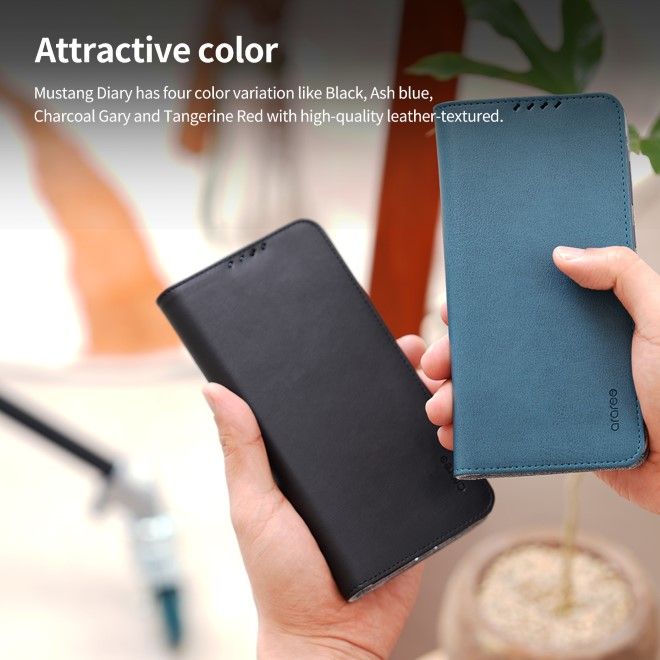 Araree - Samsung Galaxy A35 5G Hülle - Case aus Kunstleder - Mustang Diary Series - Made in Korea - schwarz