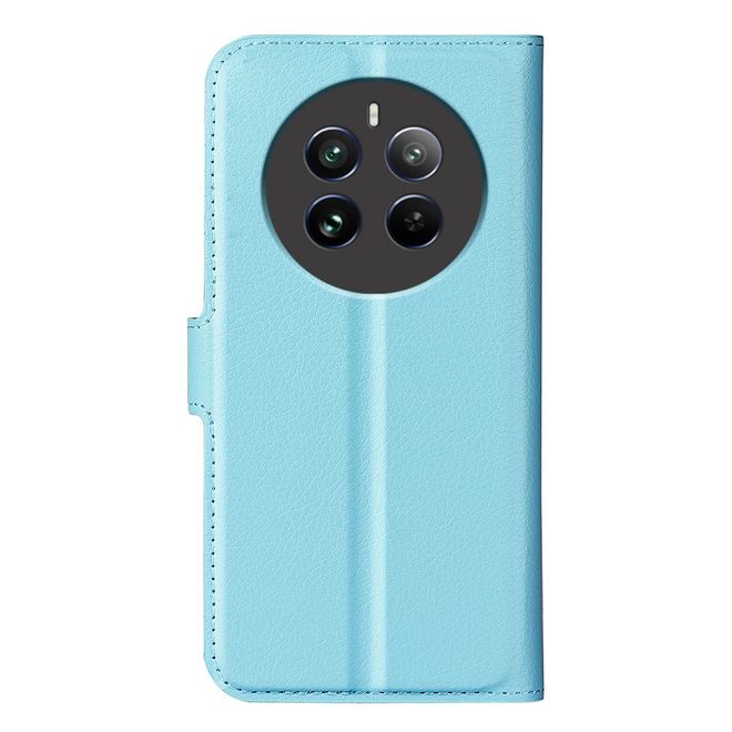 Realme 12+ Handy Hülle - Litchi Leder Bookcover Series - blau