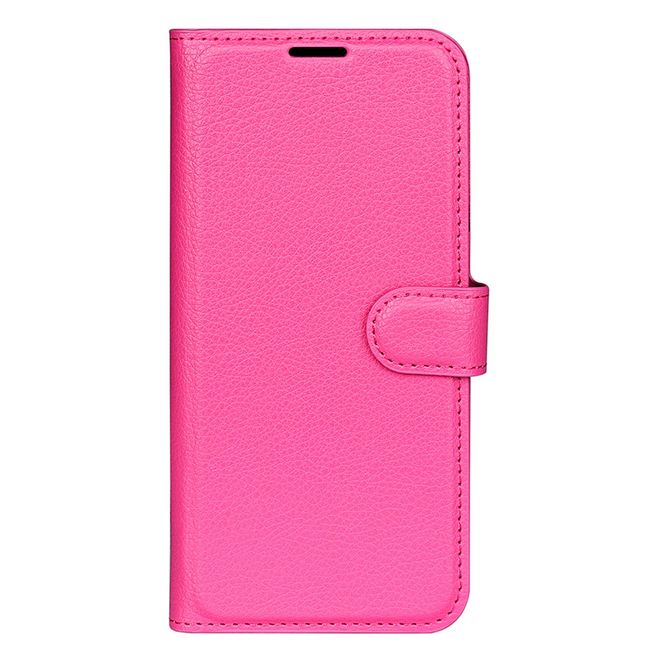 Realme 12+ Handy Hülle - Litchi Leder Bookcover Series - rosa