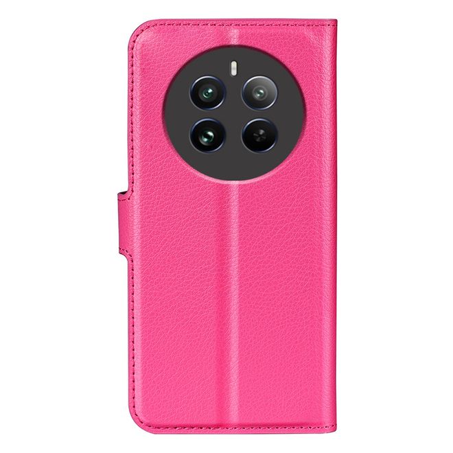Realme 12+ Handy Hülle - Litchi Leder Bookcover Series - rosa