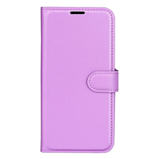 Realme 12+ Handy Hülle - Litchi Leder Bookcover Series - purpur
