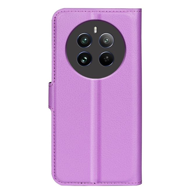Realme 12+ Handy Hülle - Litchi Leder Bookcover Series - purpur