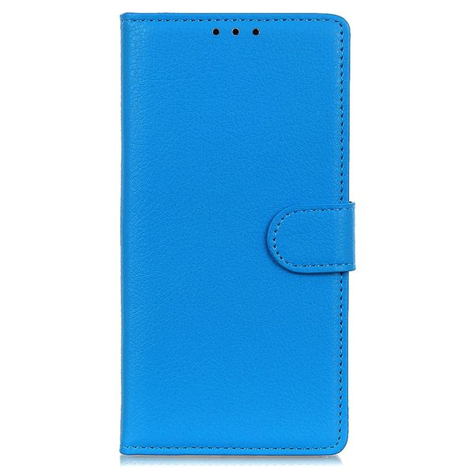 Sony Xperia 10 VI Handy Hülle - Litchi Leder Bookcover Series - blau