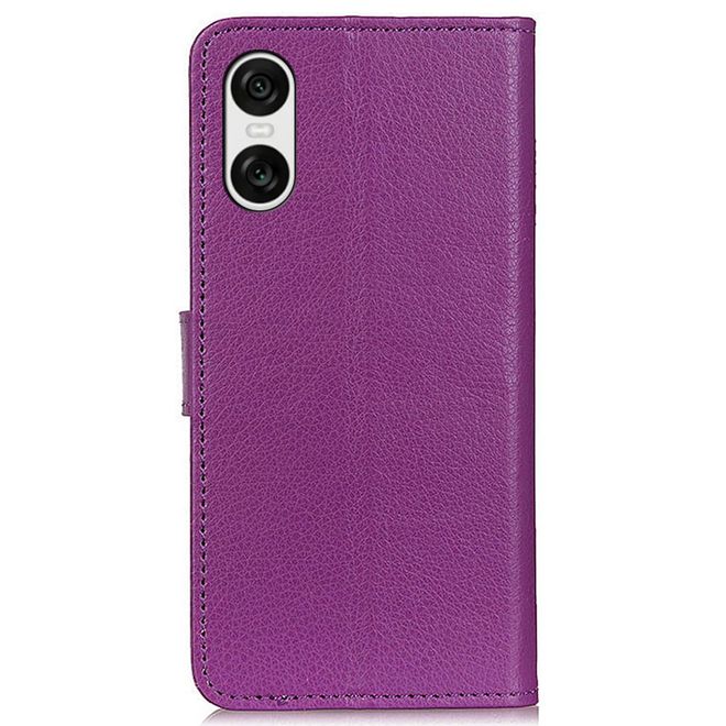 Sony Xperia 10 VI Handy Hülle - Litchi Leder Bookcover Series - purpur