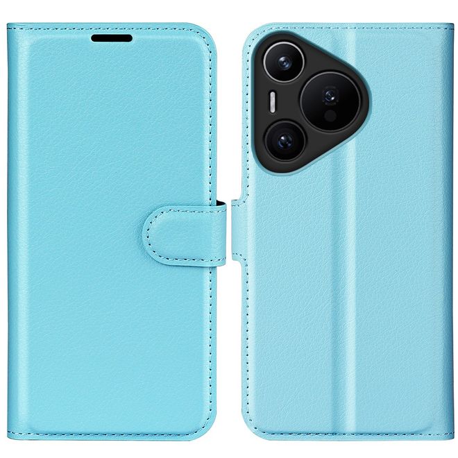 Huawei Pura 70 Handy Hülle - Litchi Leder Bookcover Series - blau