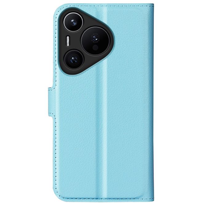Huawei Pura 70 Handy Hülle - Litchi Leder Bookcover Series - blau