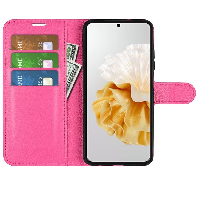 Huawei Pura 70 Handy Hülle - Litchi Leder Bookcover Series - rosa