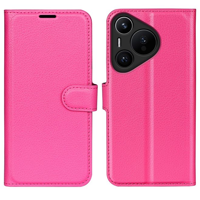 Huawei Pura 70 Pro / Pura 70 Pro+ Handy Hülle - Litchi Leder Bookcover Series - rosa