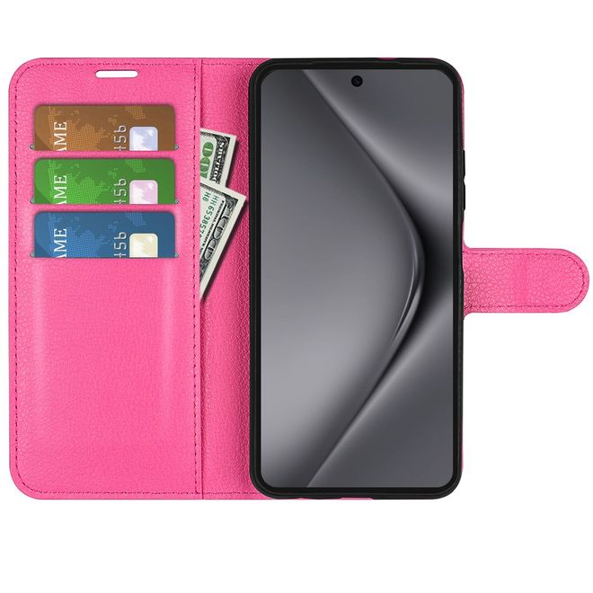 Huawei Pura 70 Pro / Pura 70 Pro+ Handy Hülle - Litchi Leder Bookcover Series - rosa