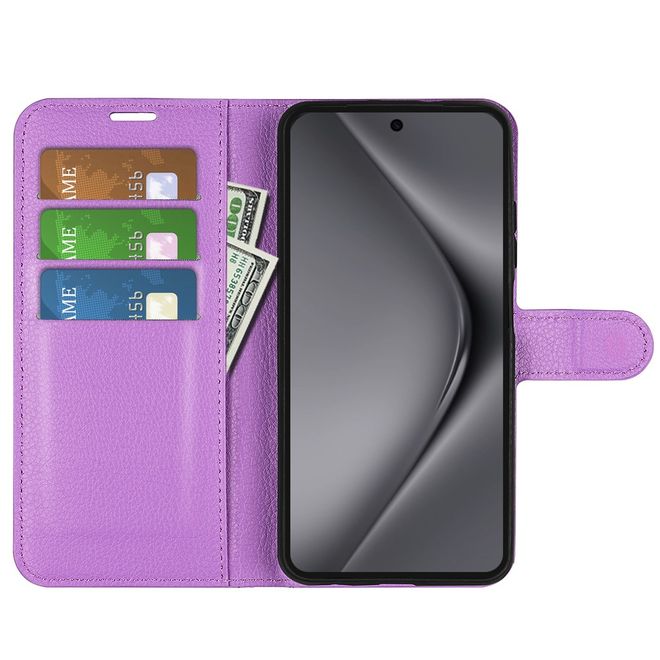 Huawei Pura 70 Pro / Pura 70 Pro+ Handy Hülle - Litchi Leder Bookcover Series - purpur