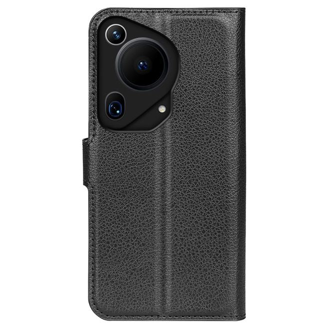 Huawei Pura 70 Ultra Handy Hülle - Litchi Leder Bookcover Series - schwarz