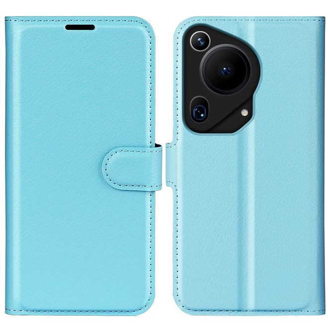 Huawei Pura 70 Ultra Handy Hülle - Litchi Leder Bookcover Series - blau